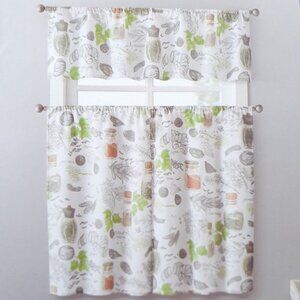 Kitchen Curtain Set 3 Pc Valance Tiers Spices Herbs